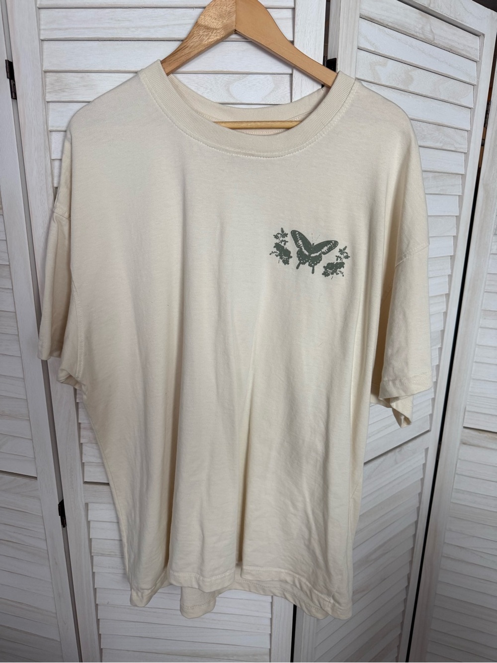 Trevor Hall Cream Butterfly Graphic T-Shirt
